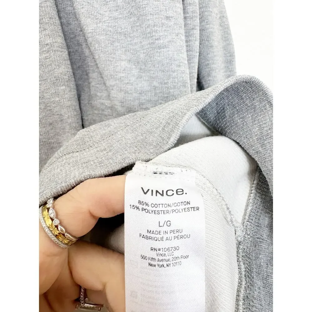 Vince Men's French Rib-Knit Quarter-Zip Heather Grey Sail Sweater Size Large